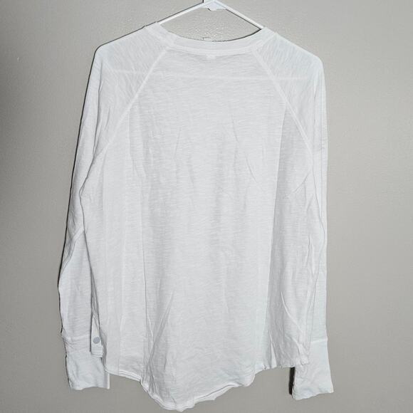 NWOT Zella White Long Sleeve Cotton T Shirt Sz XS Flawed - Picture 7 of 11